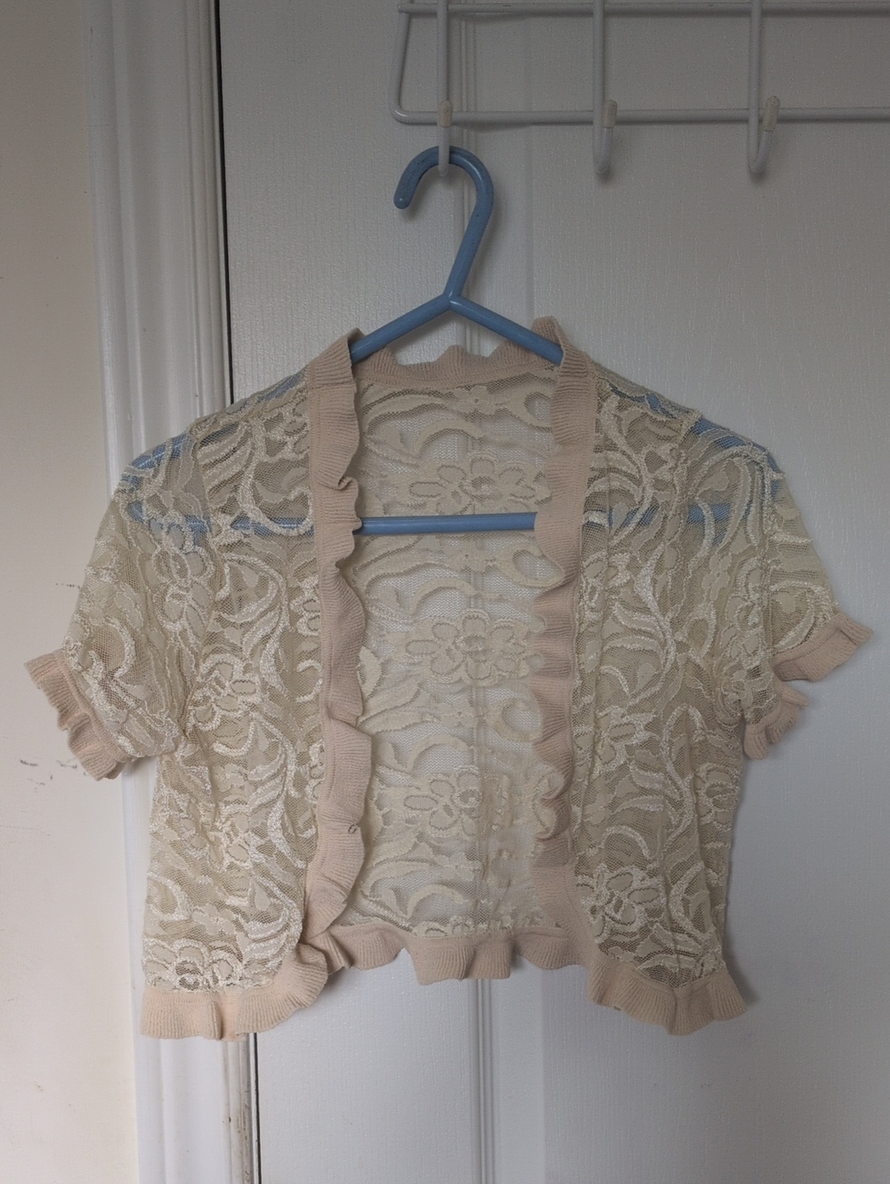 Lace Short Sleeve Bolero Cardigan - Cream